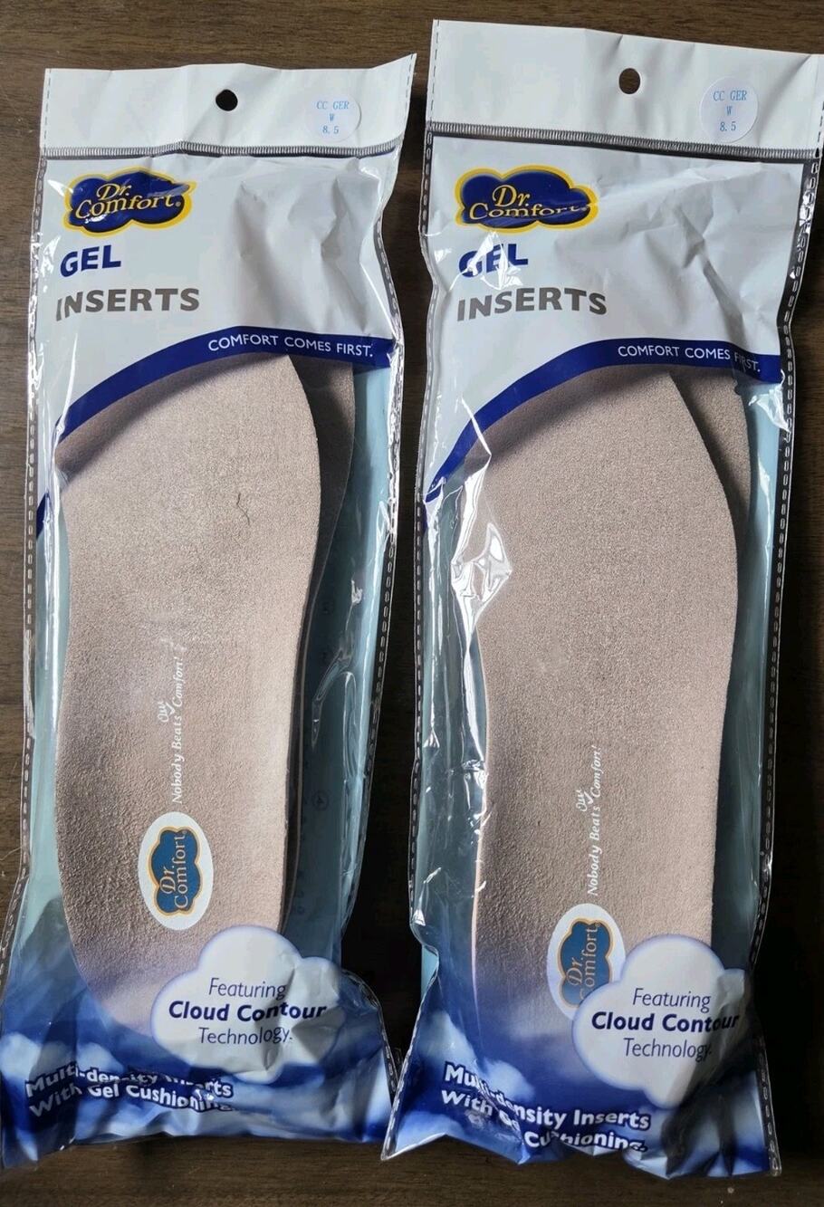 NEW Lot of 2 Pairs Dr Comfort Gel Inserts Cloud Contour Insoles Women Size 8.5